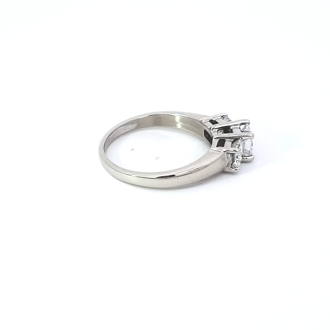 White Gold 3 stone Princess Cut Diamond Engagement Ring