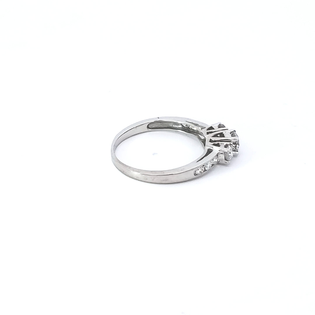 White Gold 3 Stone Diamond Engagement Ring