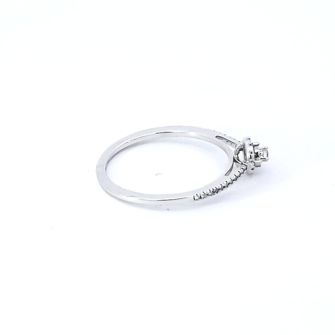 White Gold Round halo Diamond Promise Ring