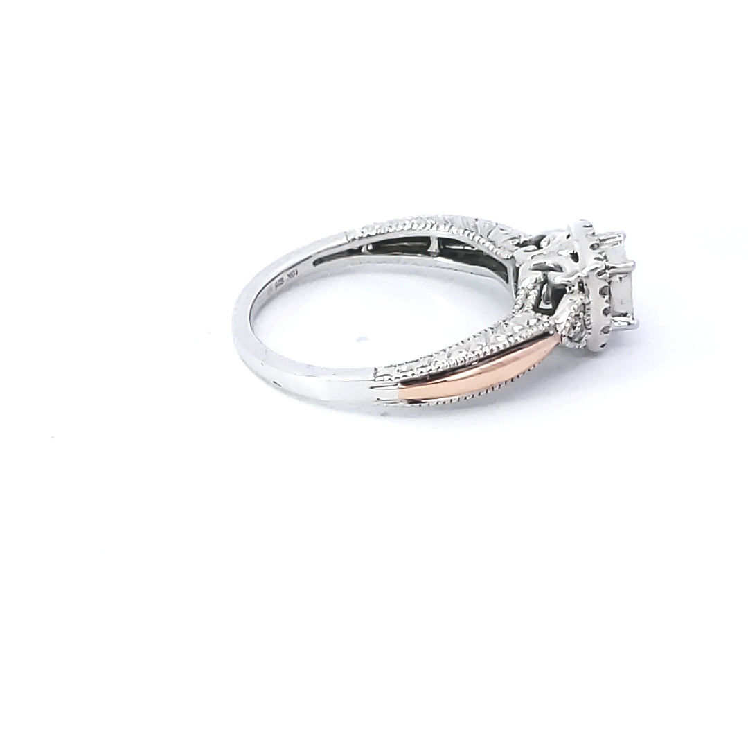 Sterling Silver/ 10 kt Yellow Gold Princess Cut Diamond Promise Ring