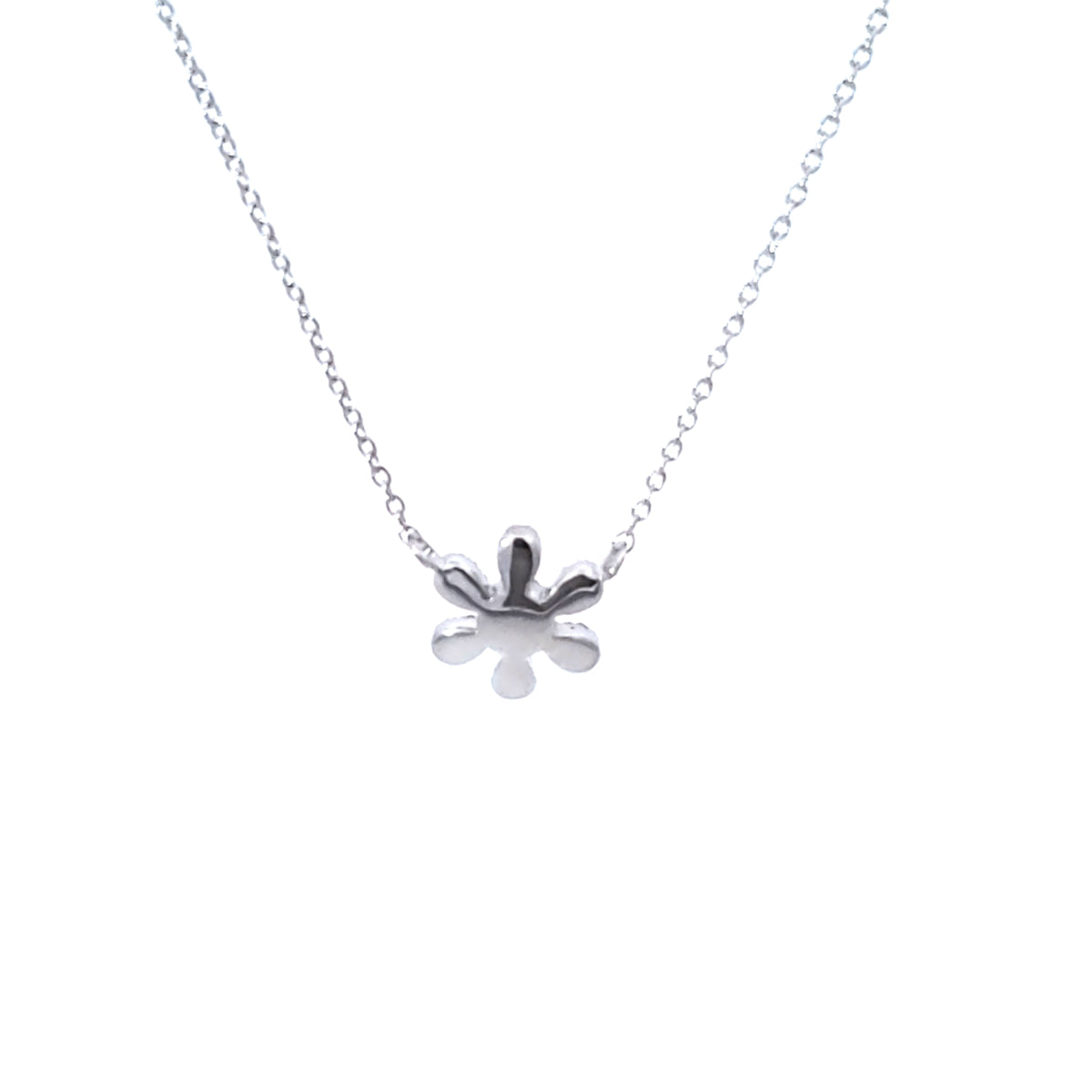 Sterling Silver Flower Diamond Necklace