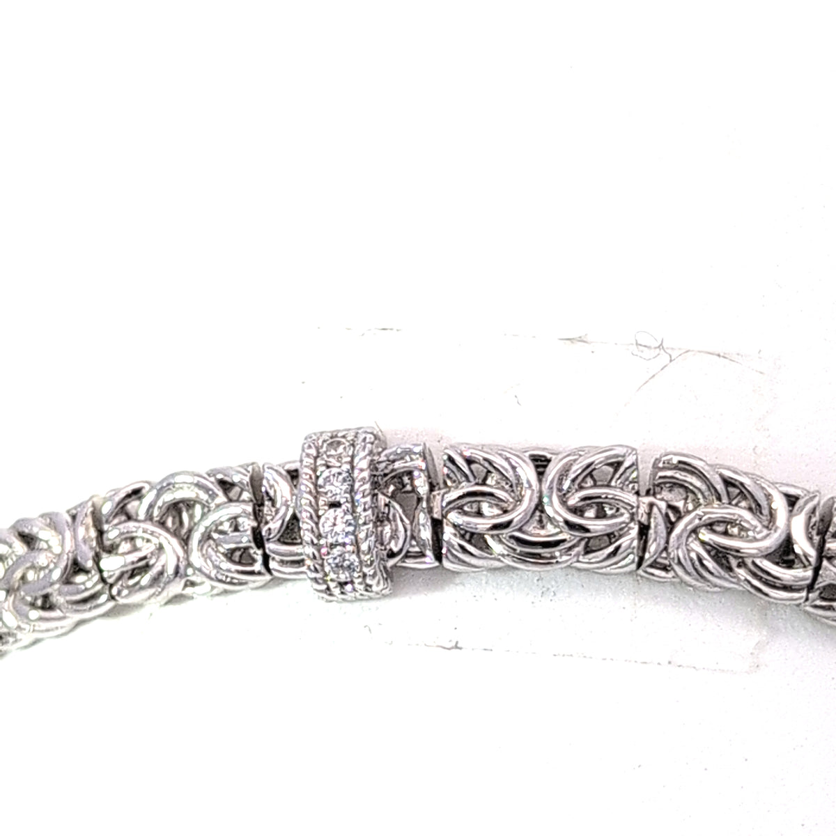 Sterling Silver Byzantine Design Cubic Zirconia bracelet
