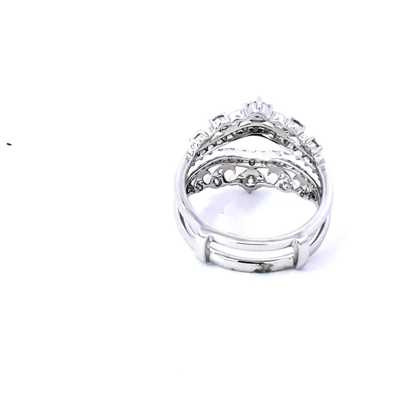 White Gold Victorian Crown Style Diamond Ring Guard