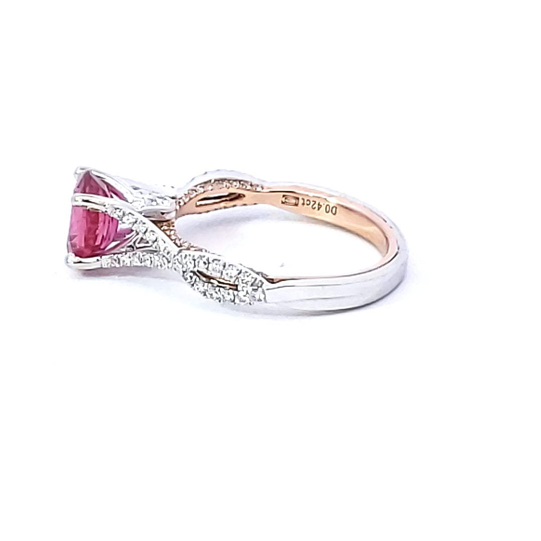 Rubellite Tourmaline and Diamond Fashion Ring