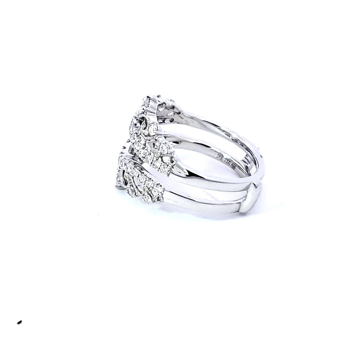 White Gold Victorian Crown Style Diamond Ring Guard