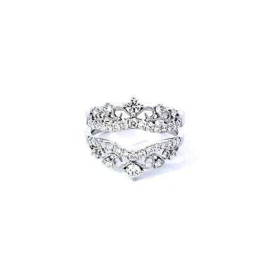 White Gold Victorian Crown Style Diamond Ring Guard