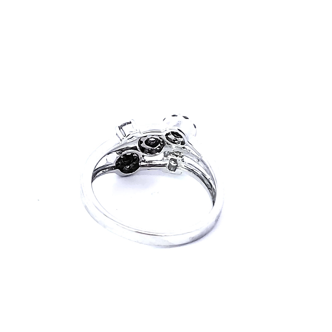 Black and White Halo Diamond Fashion Rings
