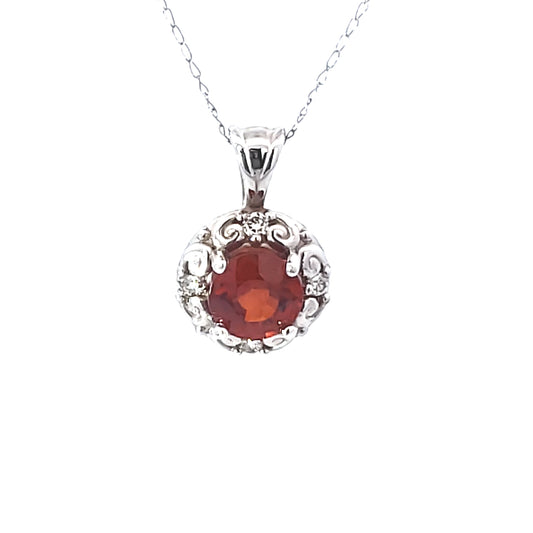 Spesseraite Garnet and Diamond Pendant