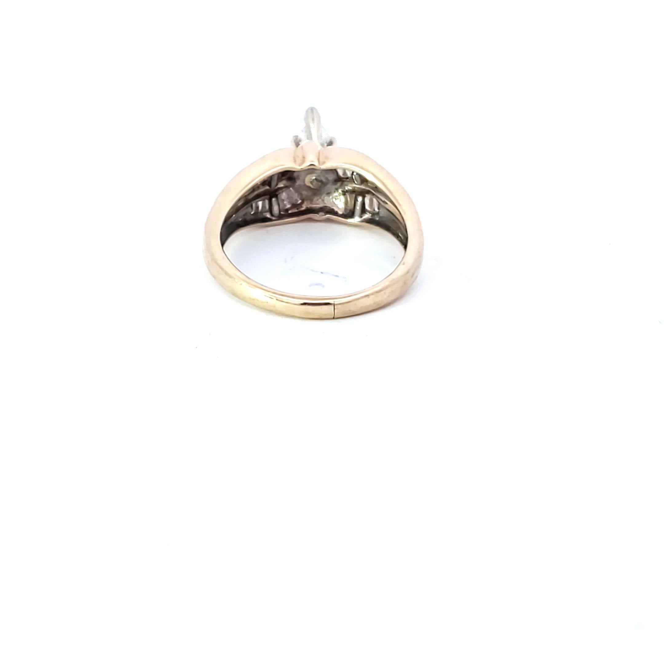 14 kt Yellow Gold Marquise and Baguette Diamond Engagement Ring