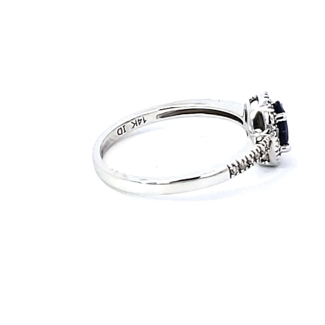 Sapphire & Diamond Halo Ring