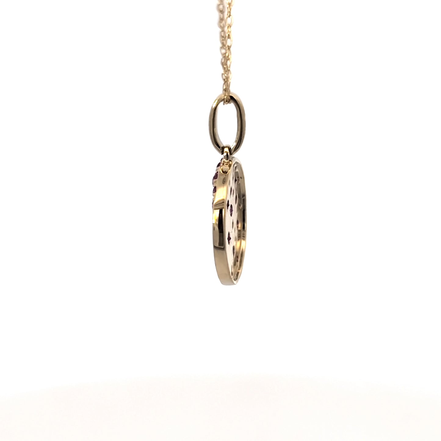 White Gold Sapphire Confetti Circle Necklace W/ 18 in Chain