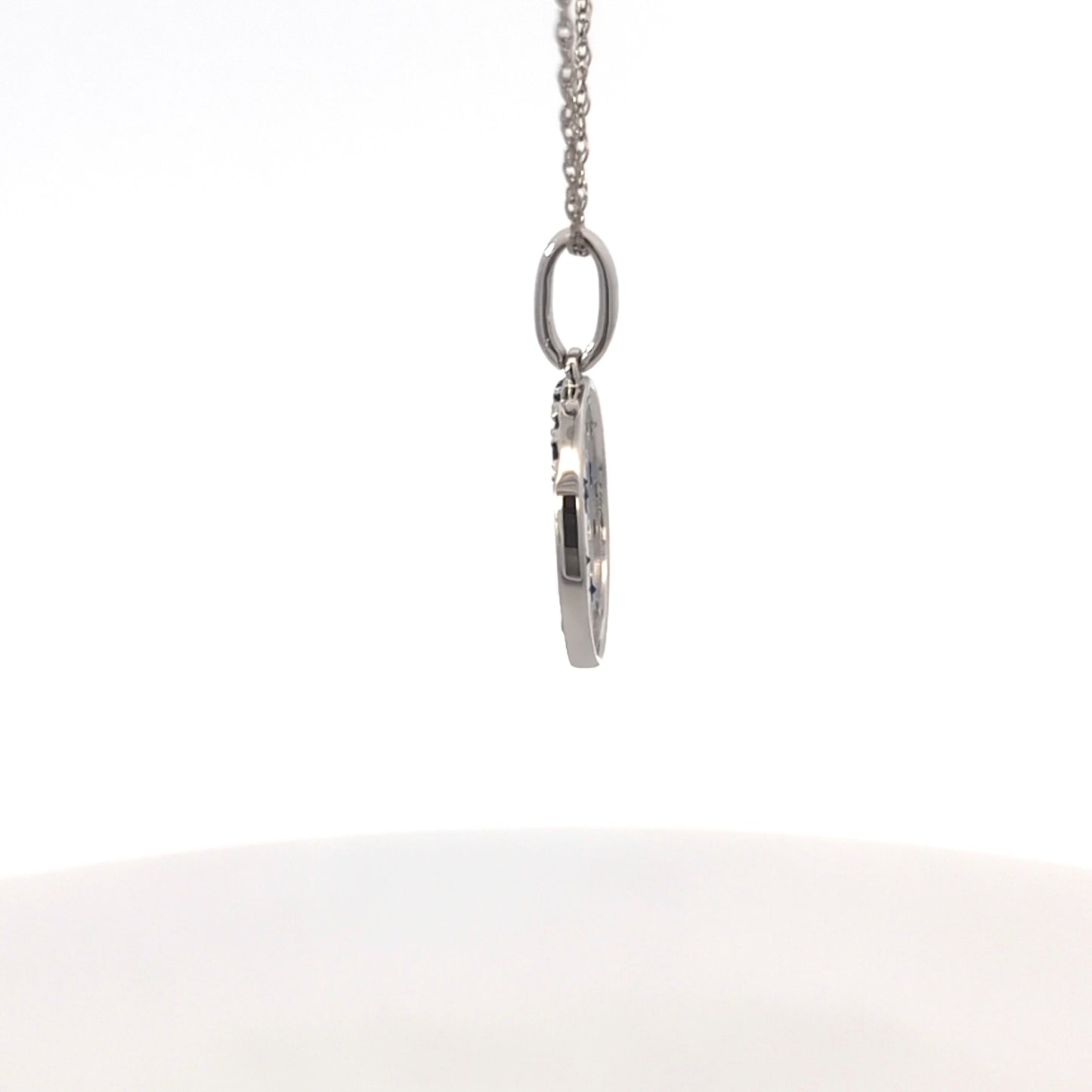White Gold Sapphire Confetti Circle Necklace W/ 18 in Chain