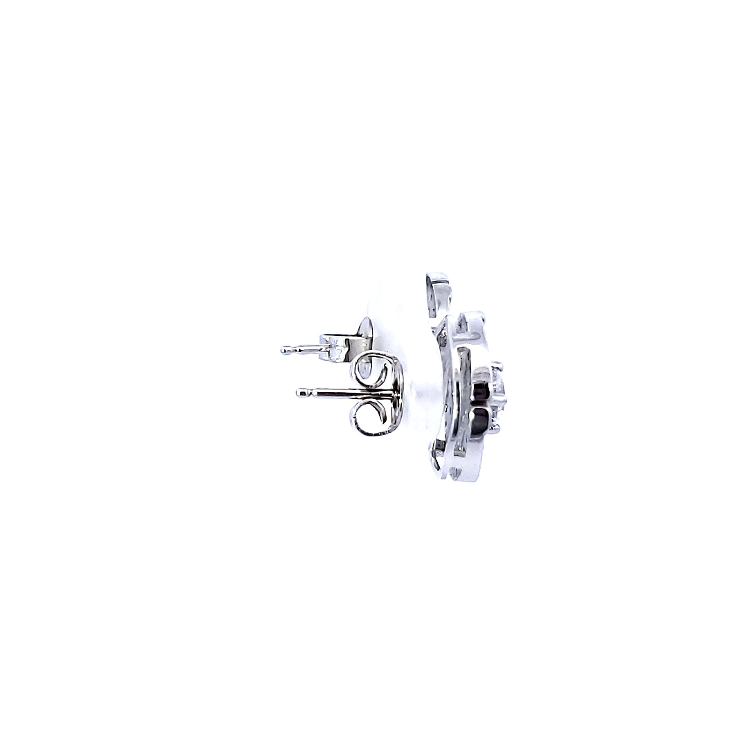 Double Halo CZ Aztec Design Earrings