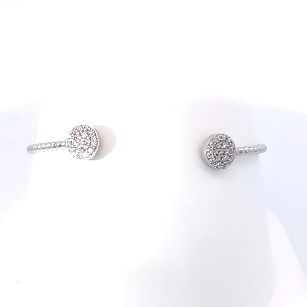 Sterling Silver Double Round Cubic Zirconia beaded Bandge Bracelet