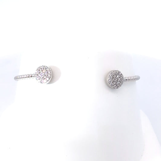 Sterling Silver Double Round Cubic Zirconia beaded Bandge Bracelet
