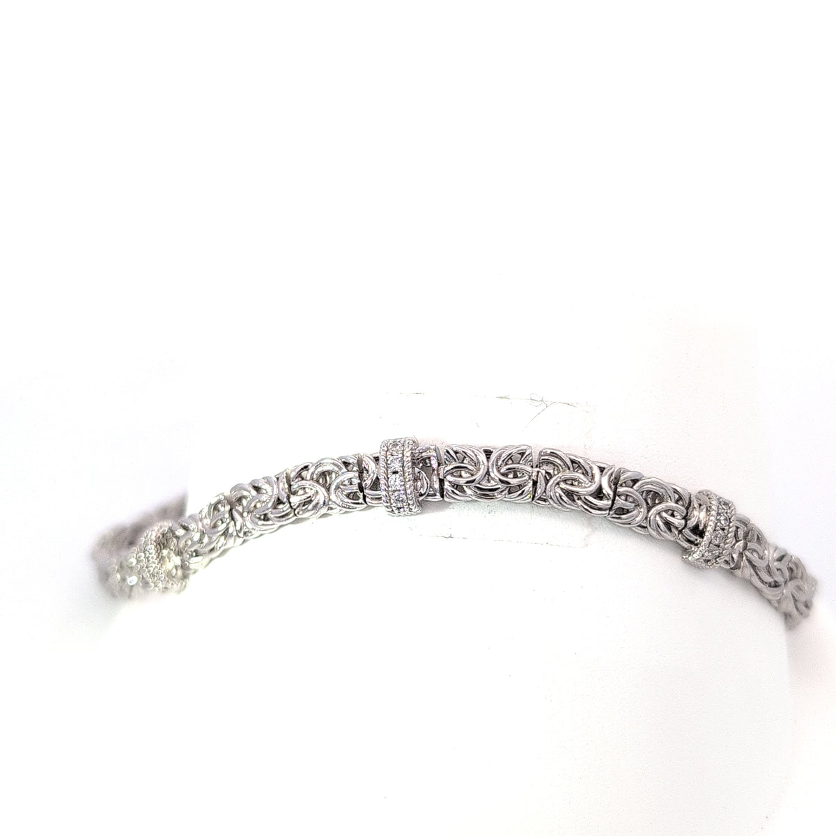 Sterling Silver Byzantine Design Cubic Zirconia bracelet