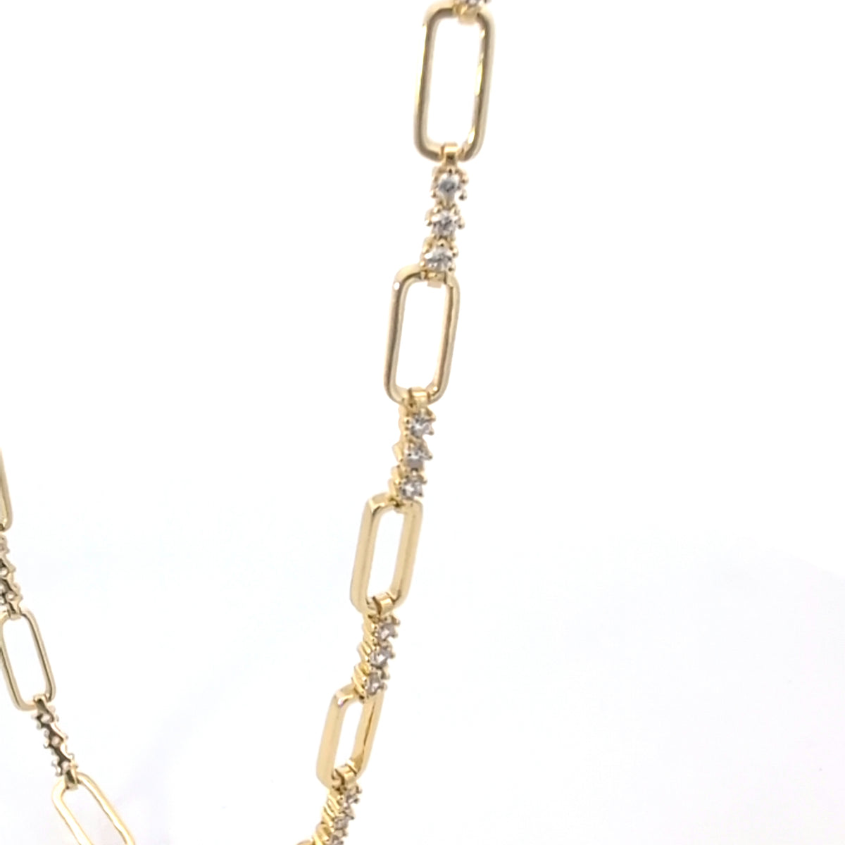 Sterling Silver With Yellow Gold Plating Paper Clip and Cubic Zirconia Necklace